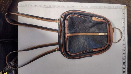 Valentina Gold Backpack Shoulder Bag Brown/Tan Zipper - photo 5
