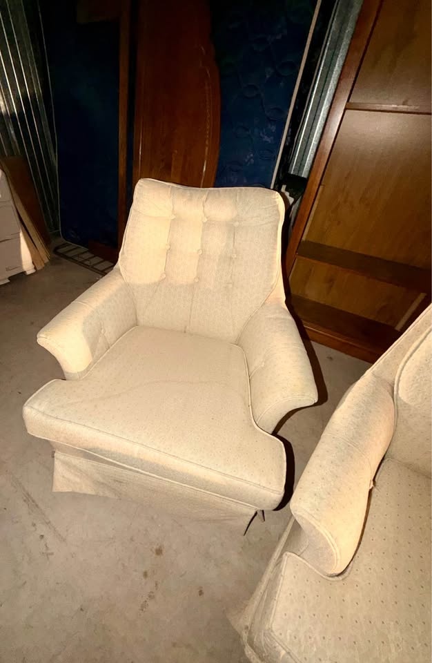 Vintage Cream Sofa & Armchair Set (AS-IS) – $100 OBO - photo 2