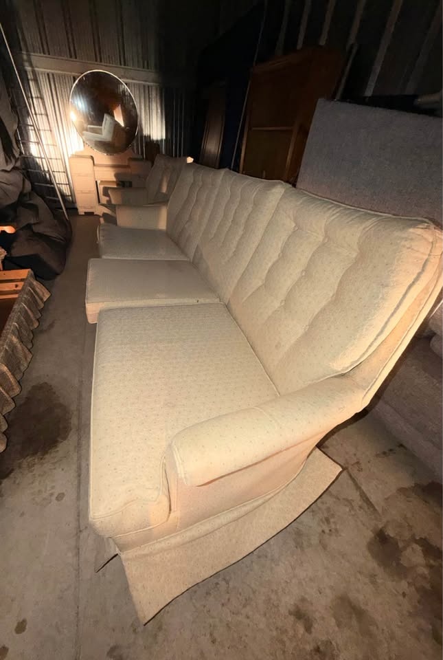 Vintage Cream Sofa & Armchair Set (AS-IS) – $100 OBO - photo 3