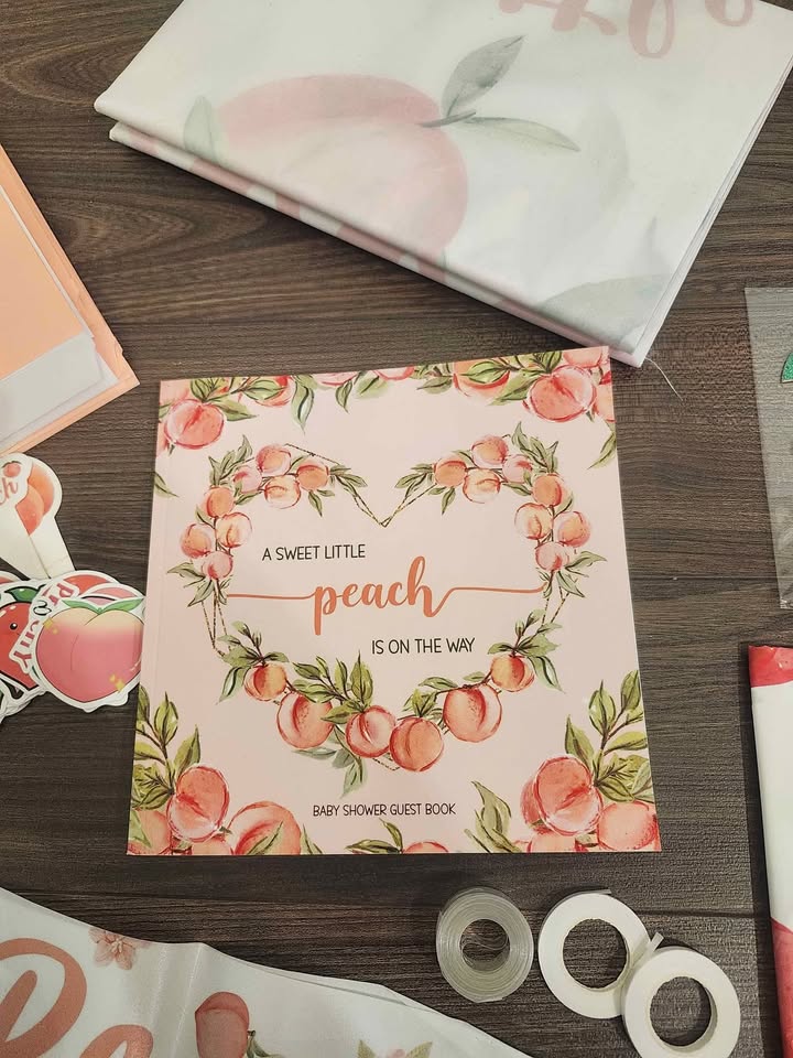 Peach theme baby shower decorations, games, bundle - photo 2