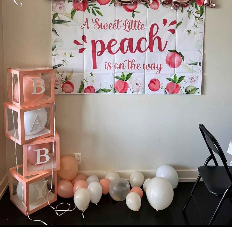 Peach theme baby shower decorations, games, bundle - photo 5