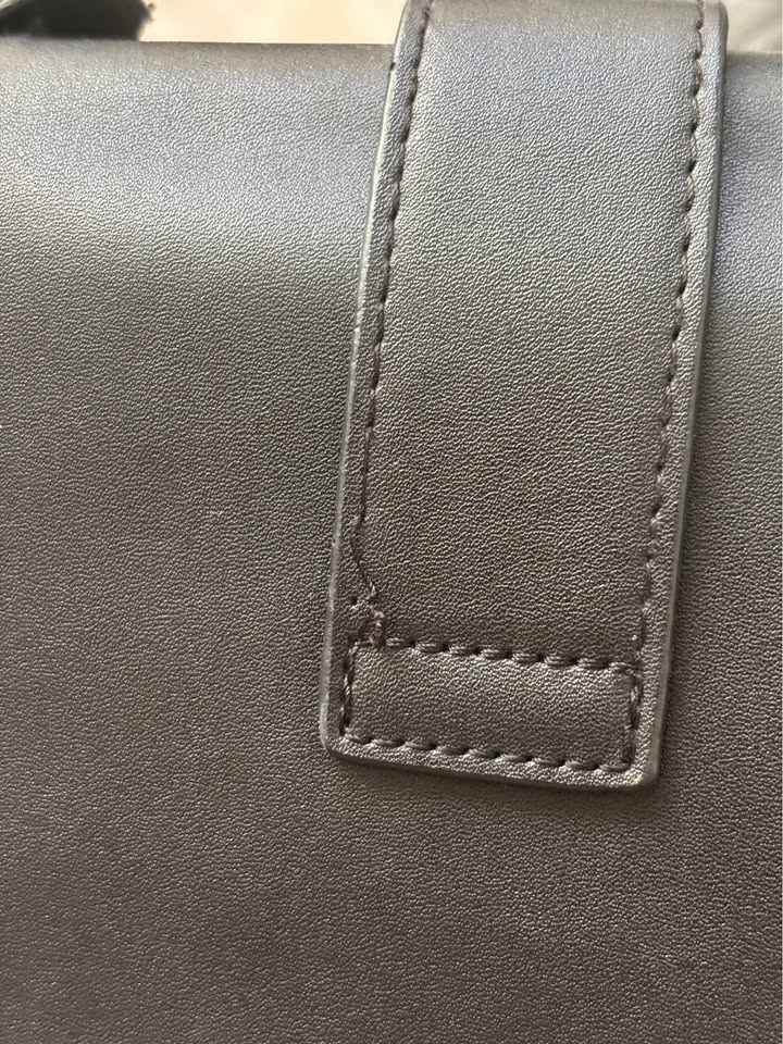 Black and White Botanical stitching Vegan leather Handbag - photo 3
