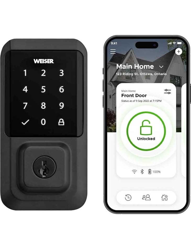 Weiser Halo Matte Black WiFi Smart Lock, Keyless Entry