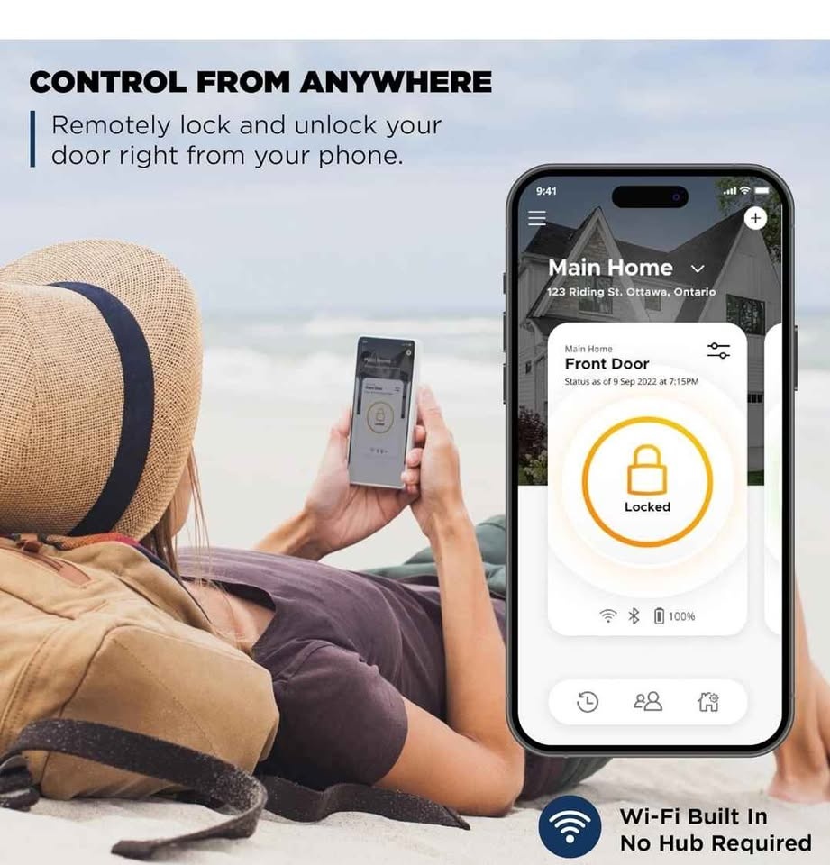 Weiser Halo Matte Black WiFi Smart Lock, Keyless Entry - photo 2