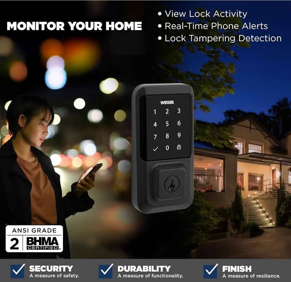 Weiser Halo Matte Black WiFi Smart Lock, Keyless Entry - photo 3