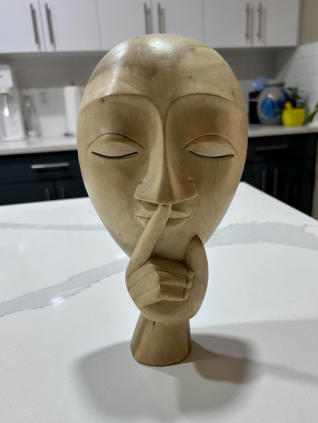 Hand Carved Wooden Face Statue
