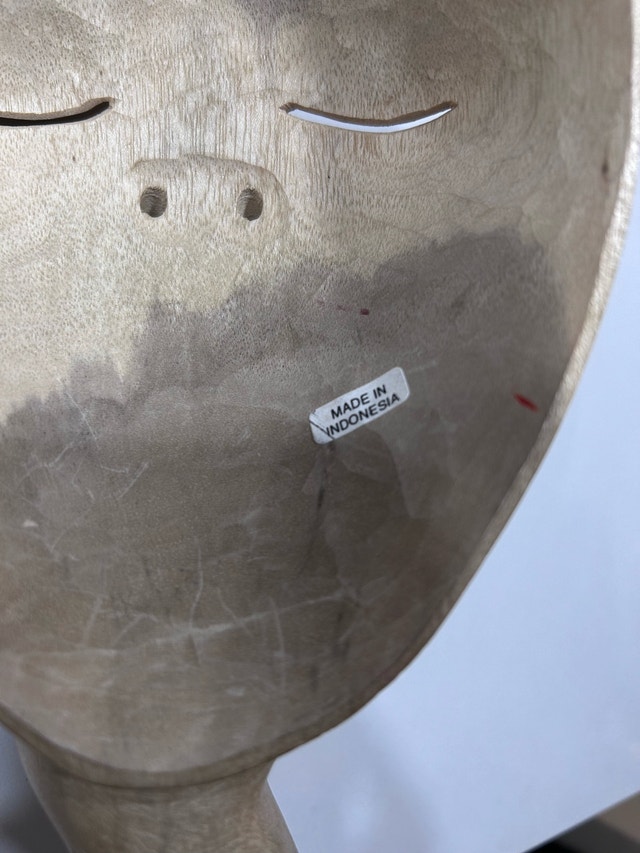 Hand Carved Wooden Face Statue - photo 3
