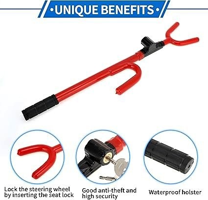 Wheel Lock Anti-Theft Tool Car SUV Universal Red w/ 2 Keys