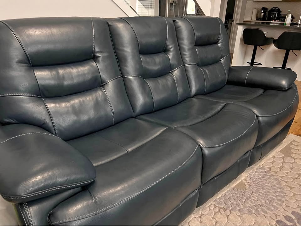 Real Leather Sofa 3 Seat Recliner