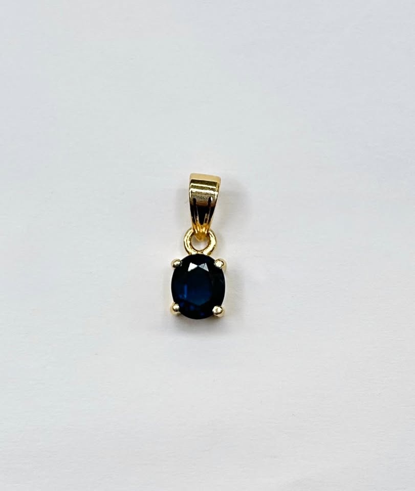 14K Yellow Gold Blue Sapphire Pendant