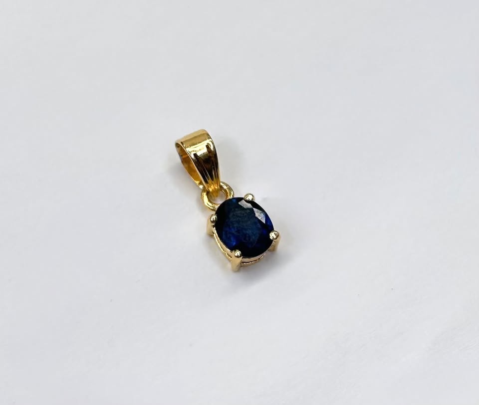 14K Yellow Gold Blue Sapphire Pendant - photo 2