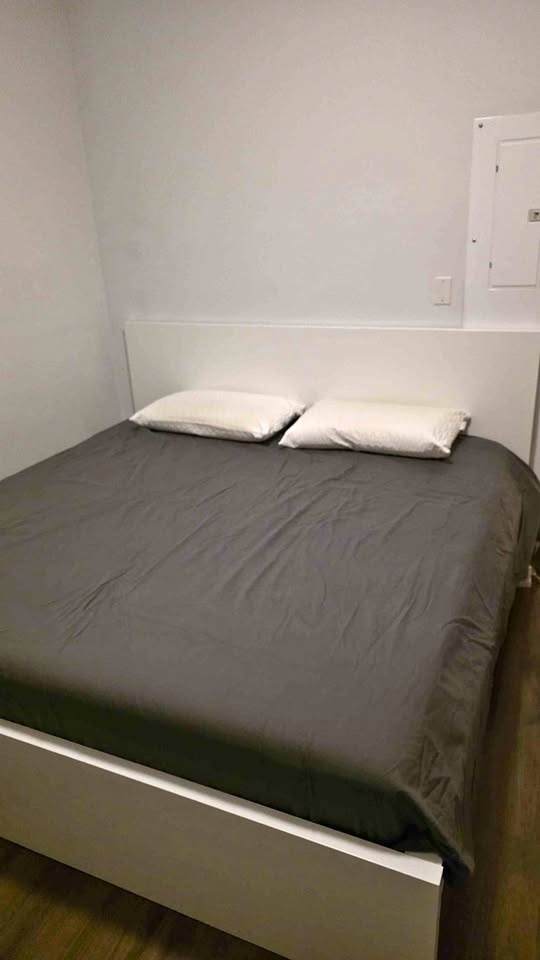 King-size bed frame and mattress
