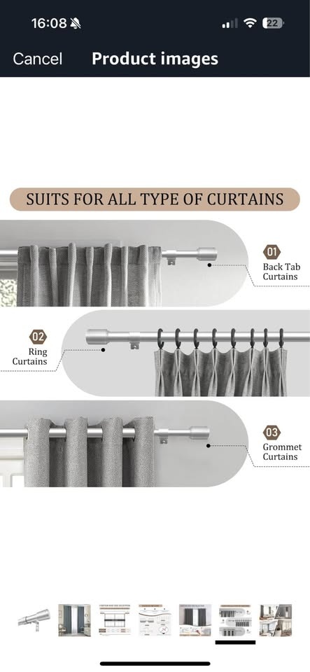 30-120inch Silver Curtain Rods 3pc - photo 2