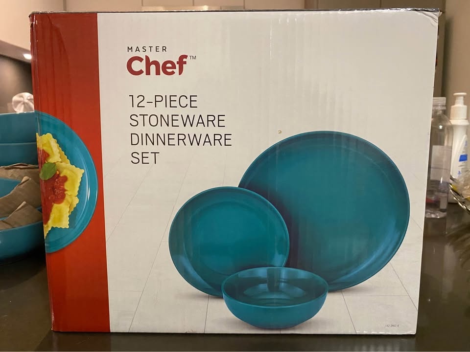 Master Chef 12-piece Stoneware Dinnerware Set - Teal x 2 sets (1 - photo 2