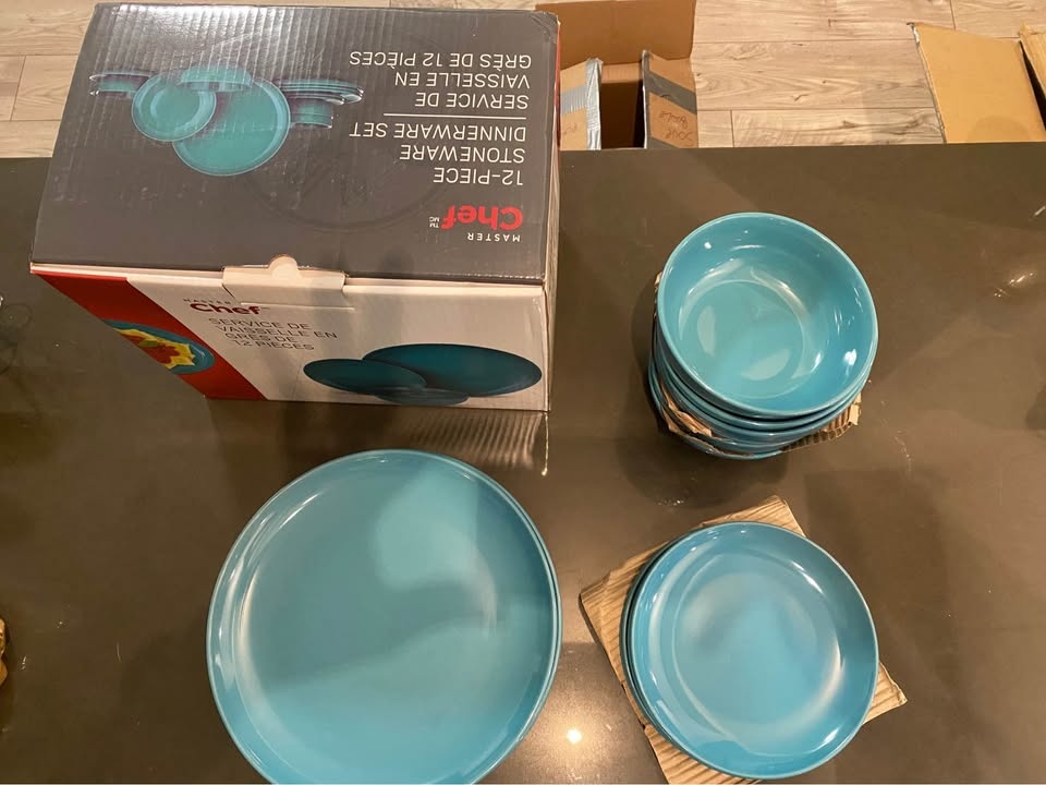 Master Chef 12-piece Stoneware Dinnerware Set - Teal x 2 sets (1 - photo 3