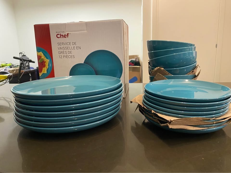 Master Chef 12-piece Stoneware Dinnerware Set - Teal x 2 sets (1 - photo 4