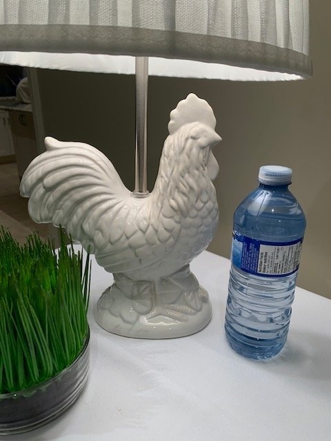 Table Lamp Rooster French Country White Ceramic Glaze - photo 3