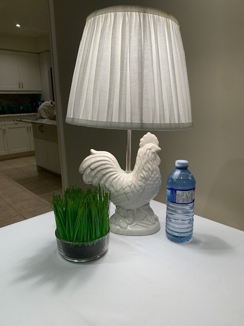 Table Lamp Rooster French Country White Ceramic Glaze - photo 4