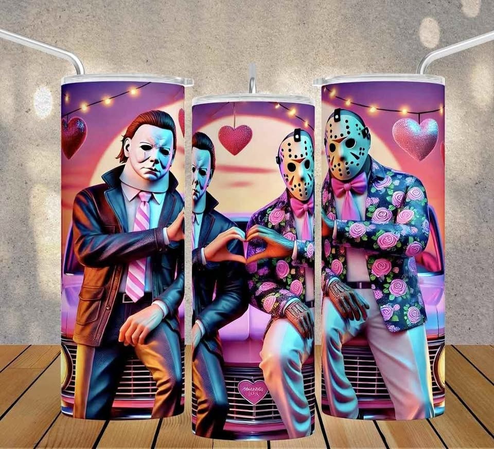 Michael Myers and Jason Voorhees Valentines Day Tumbler