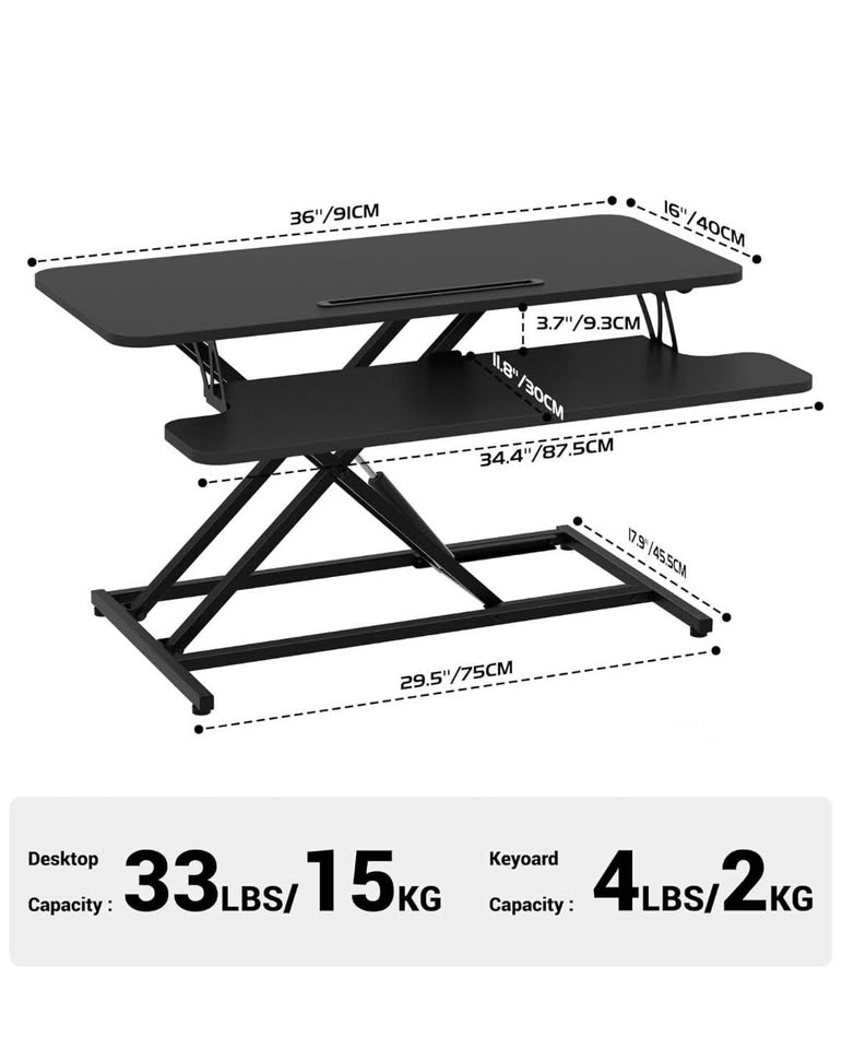 ERGOMAKER Standing Desk, 36" Wide Height Adjustable - photo 3