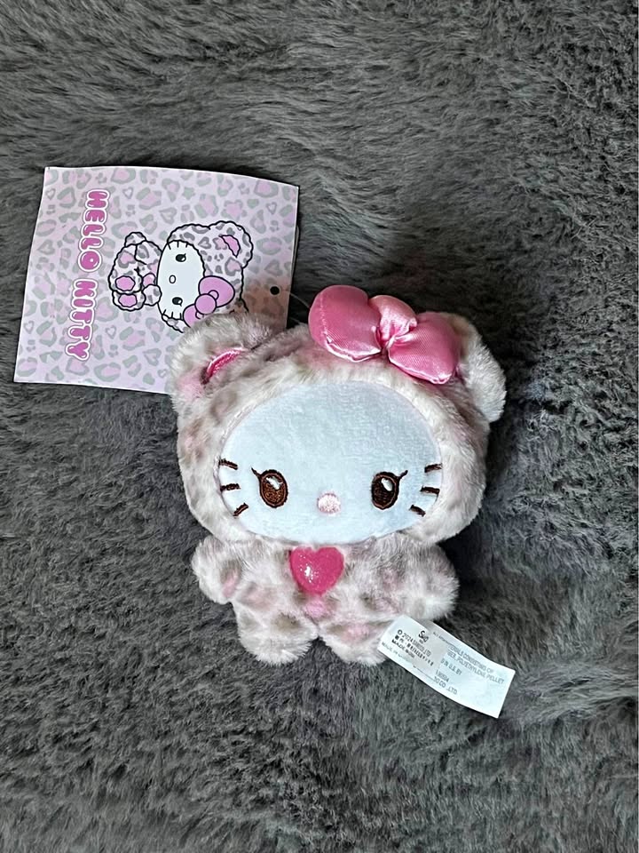 Hello Kitty Leopard Print Gal Bear Plush Keychain