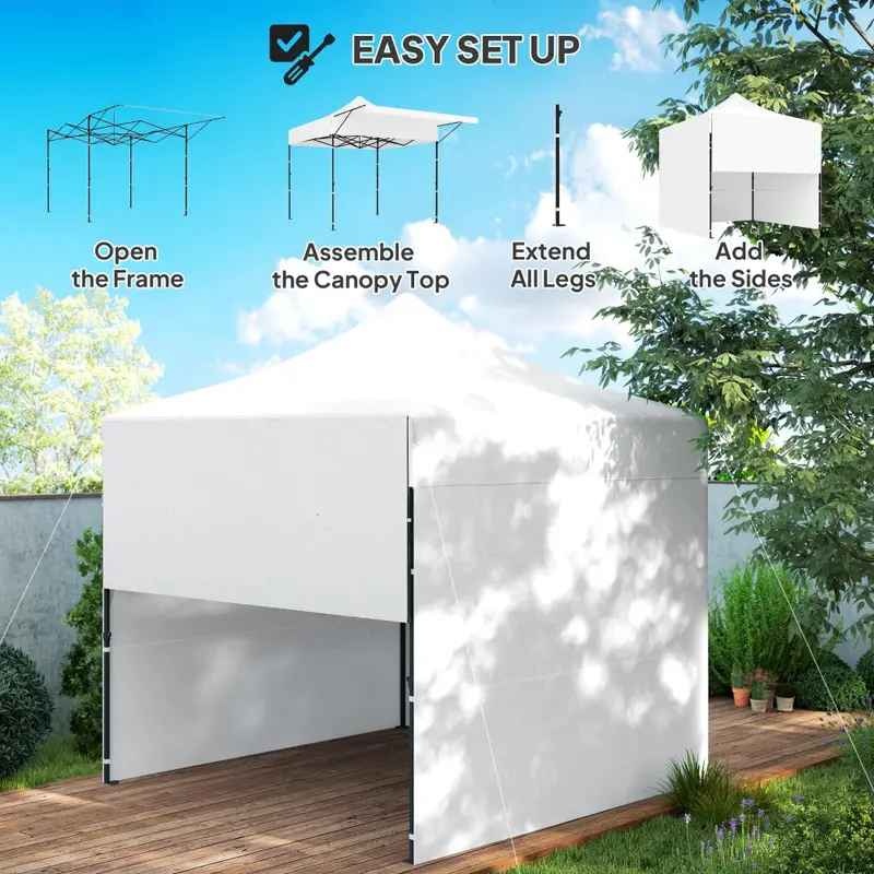 Outsunny 10′ x 10′ Pop Up Canopy Tent with Awning - photo 3