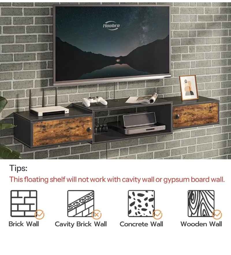 Floating TV Stand with Power Outlet Media Console - photo 5