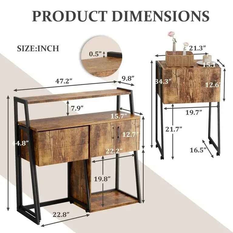Buffet & Bar Cabinet with Robot Vacuum Stand BNIB - photo 5