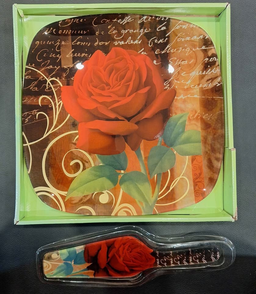 Loraine Cake plate server rose flower design glass - photo 2