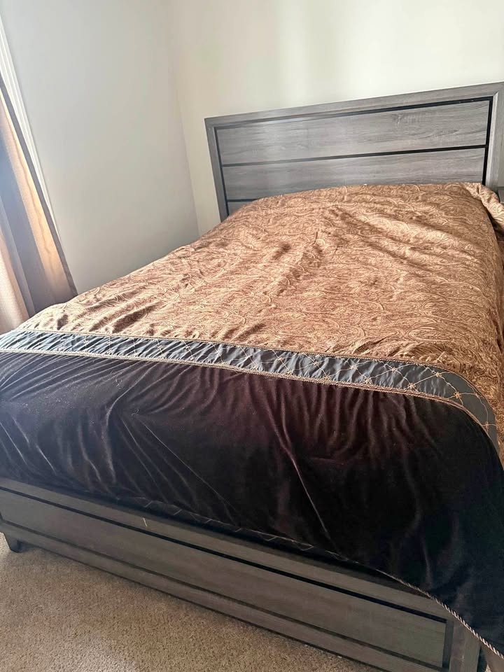 Queen bed frame with two spring boxes