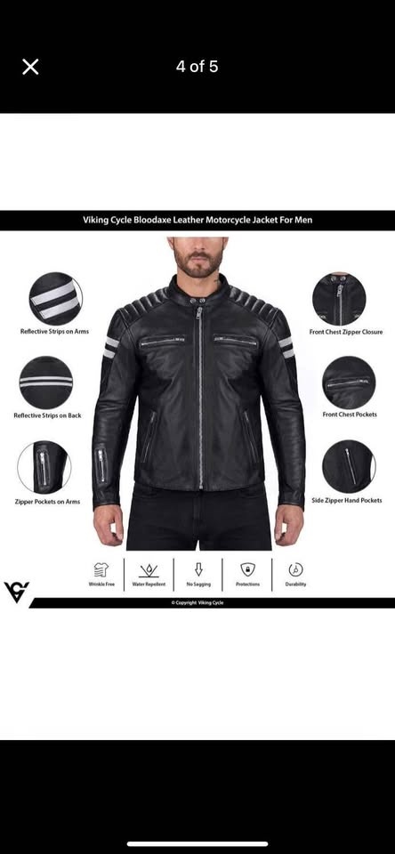 Motorcycle Leather Jacket - photo 4