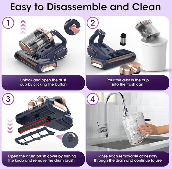 Bed Mattress Vacuum Cleaner Cordless 16Kpa Handheld Vacuum - photo 4