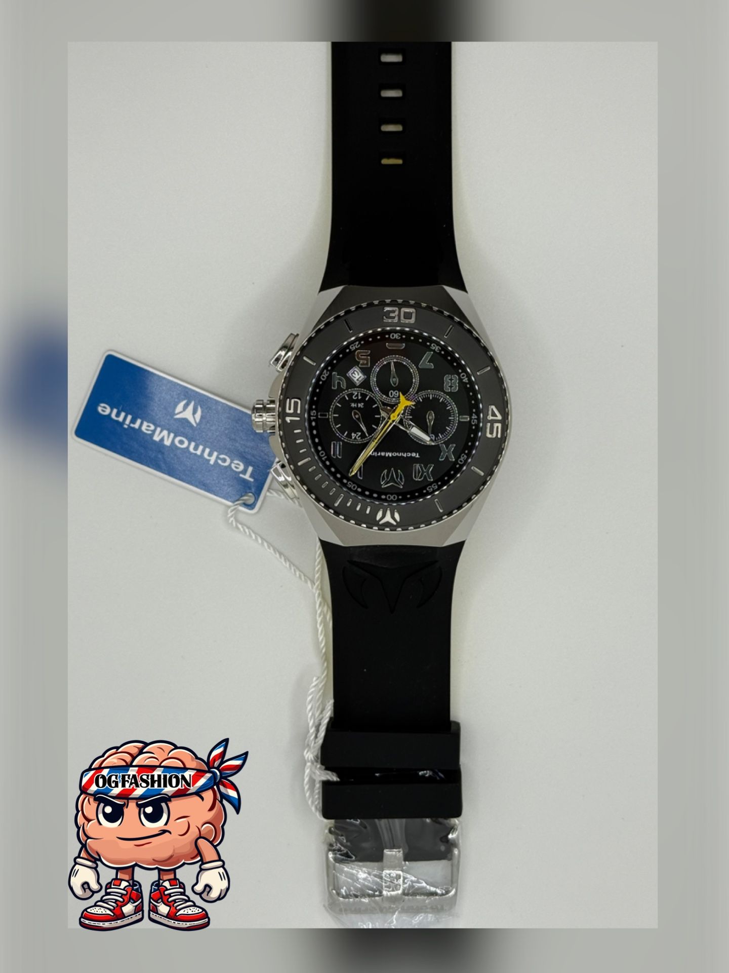 TechnoMarine Men’s Chronograph Black Dial Rubber Strap New