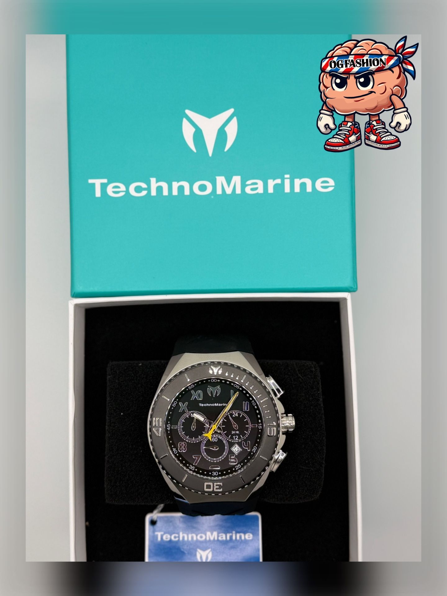 TechnoMarine Men’s Chronograph Black Dial Rubber Strap New - photo 3