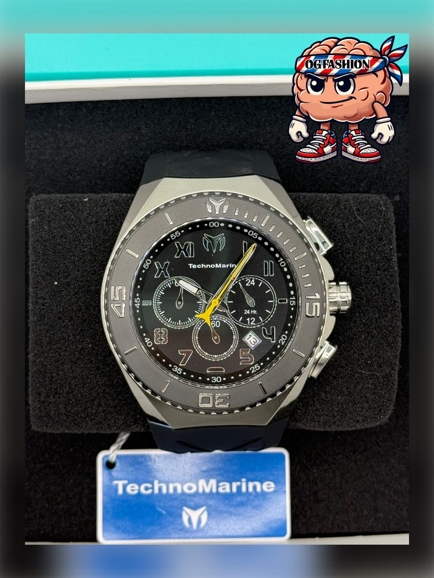 TechnoMarine Men’s Chronograph Black Dial Rubber Strap New - photo 4