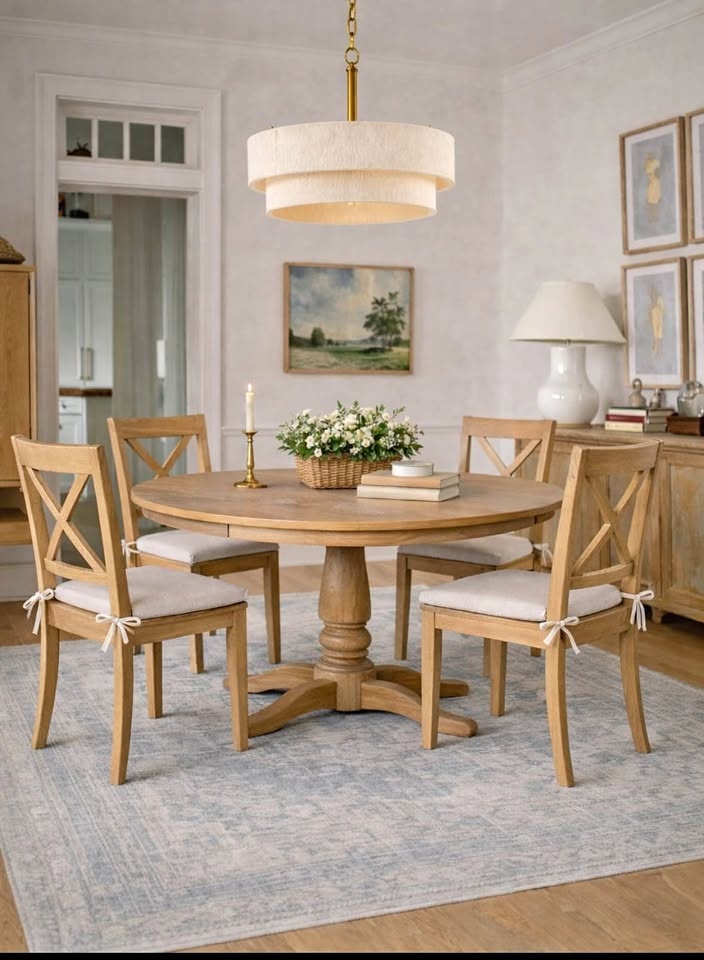 Solid wood dining table set (with 4 chairs) - Brand new in box