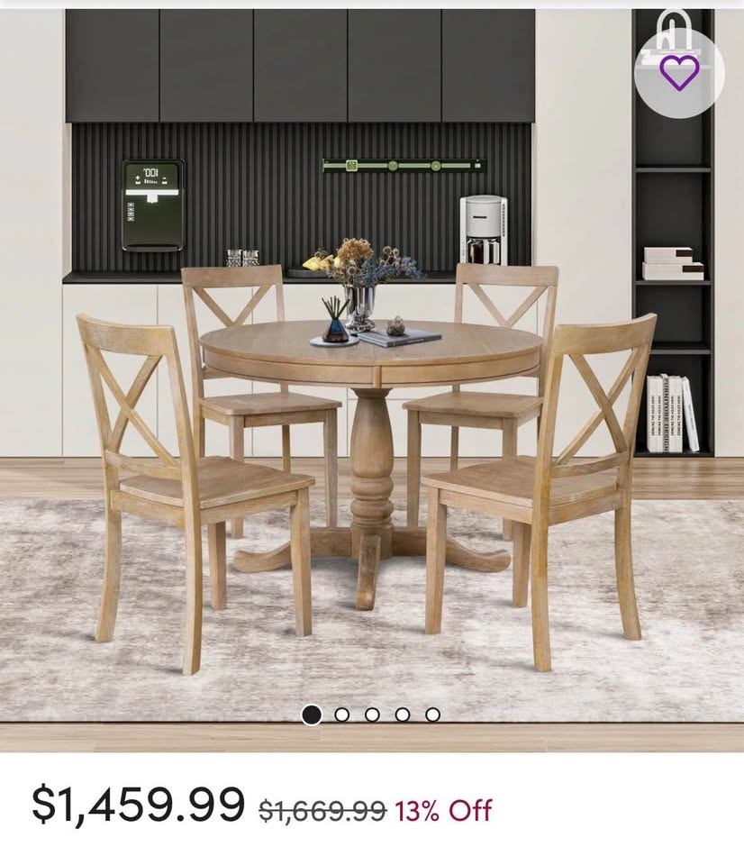 Solid wood dining table set (with 4 chairs) - Brand new in box - photo 2