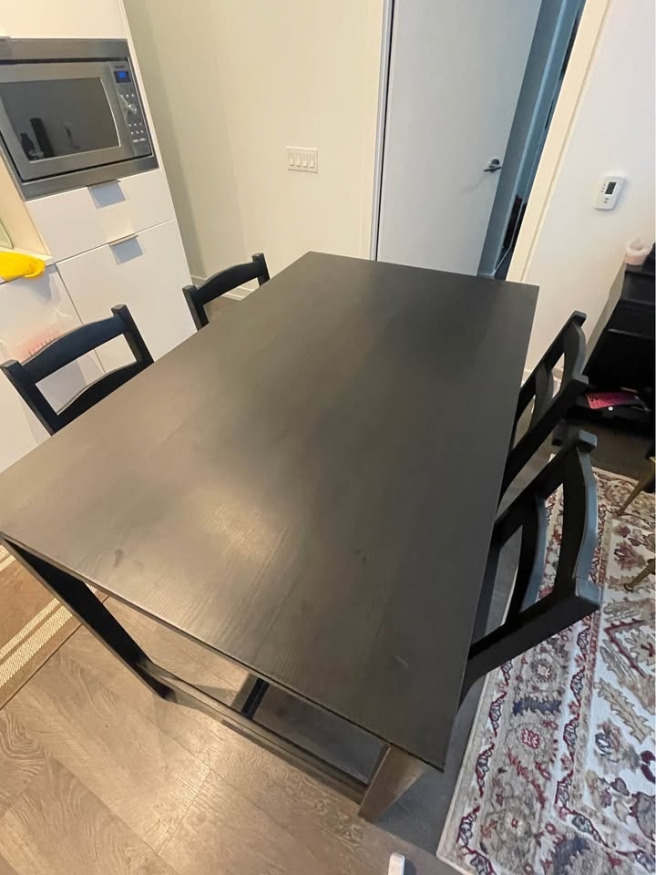 IKEA HÄGERNÄS Bar Table + 4 Bar Stools – Black-Stained Pine - photo 2