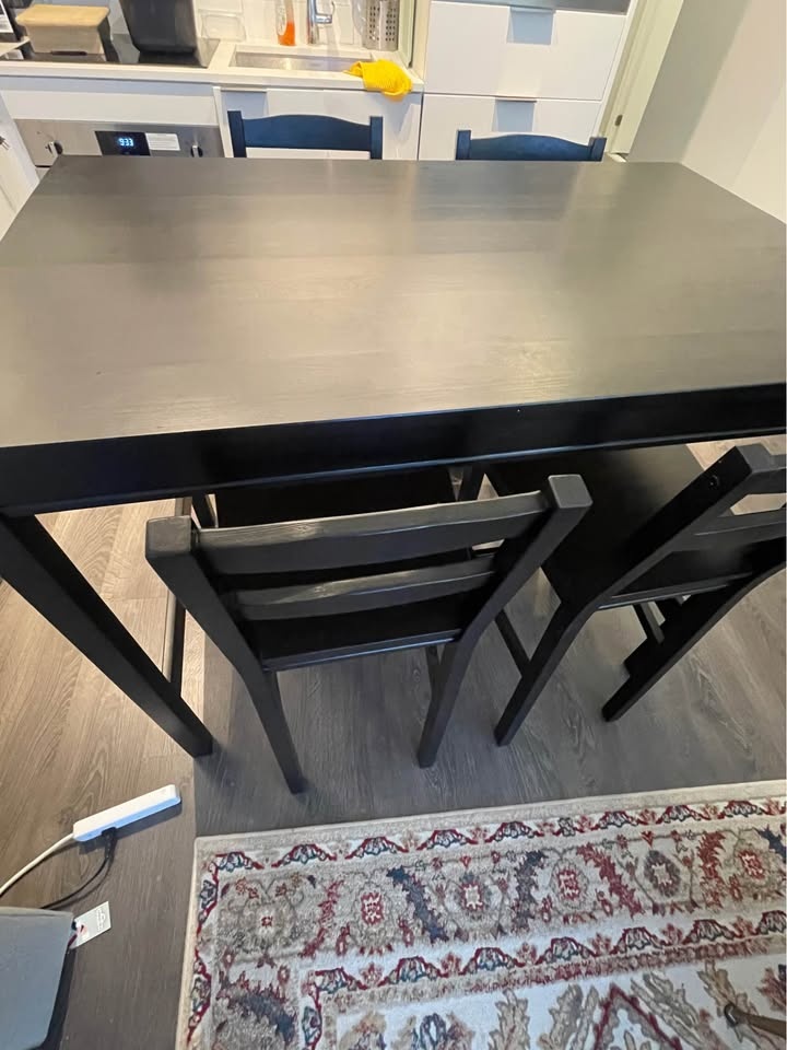 IKEA HÄGERNÄS Bar Table + 4 Bar Stools – Black-Stained Pine - photo 3