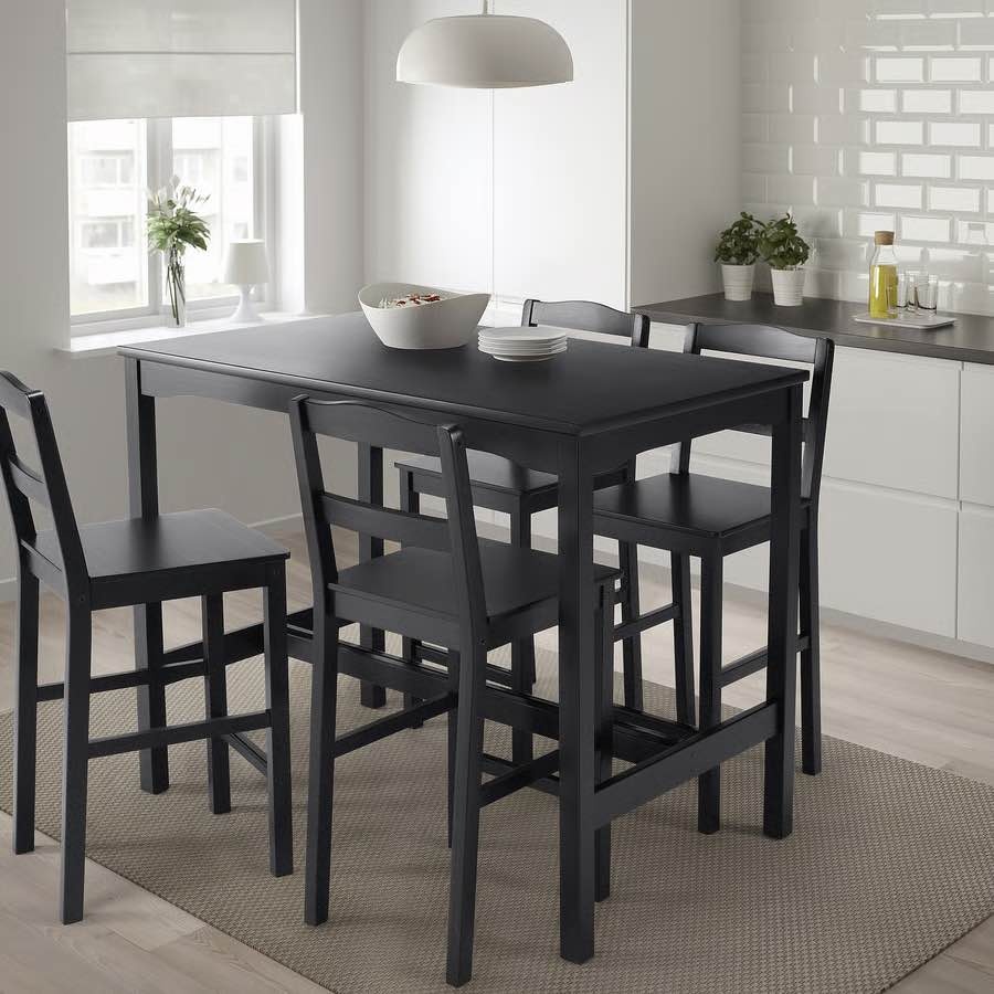 IKEA HÄGERNÄS Bar Table + 4 Bar Stools – Black-Stained Pine - photo 4