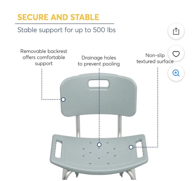 Brand New Bath Shower Chair with Back Rest - photo 3