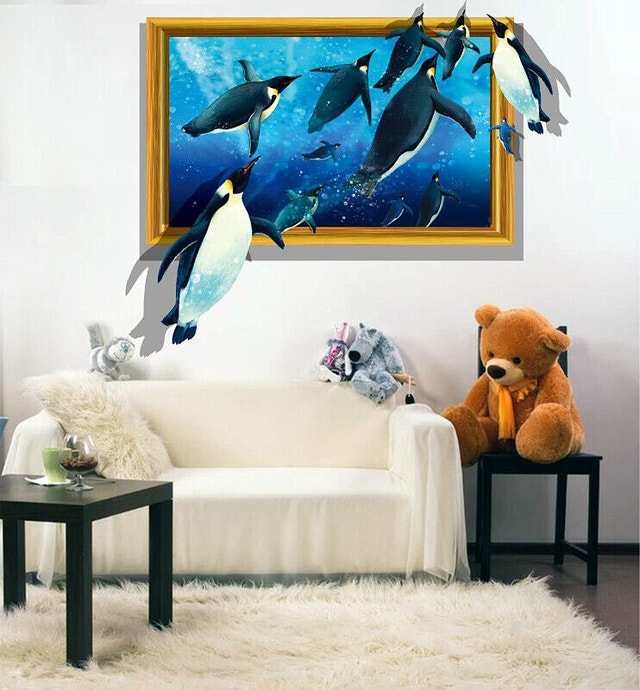 AVIO 3D Penguin Removable Vinyl Wall Sticker Decal Art