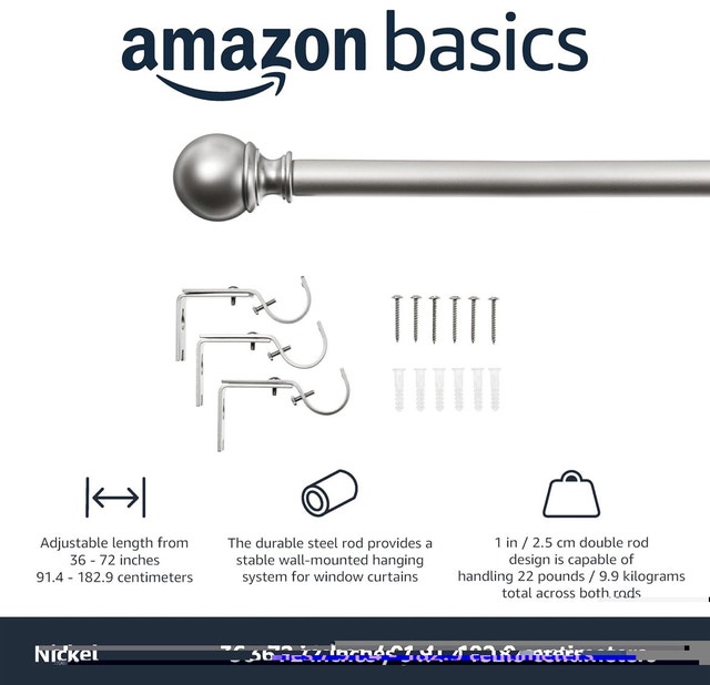 Amazon Basics 2.5cm Curtain Rod Nickel - photo 2