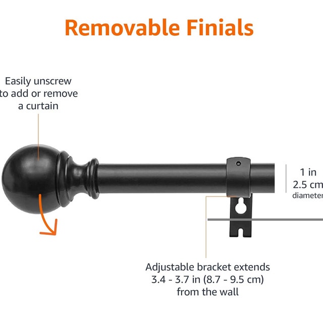 Amazon Basics 2.5cm Curtain Rod Nickel - photo 3