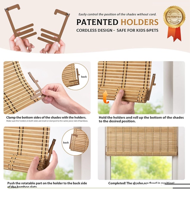 LazBlinds Cordless Bamboo Roll Up Window Blinds - photo 4