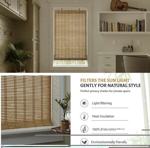 LazBlinds Cordless Bamboo Roll Up Window Blinds - photo 5