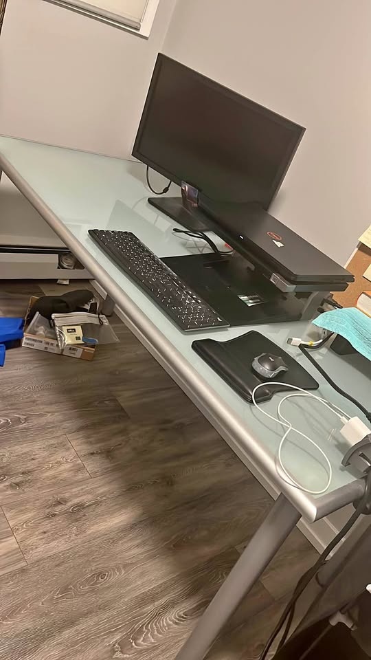 Glass Desk with Office Chair