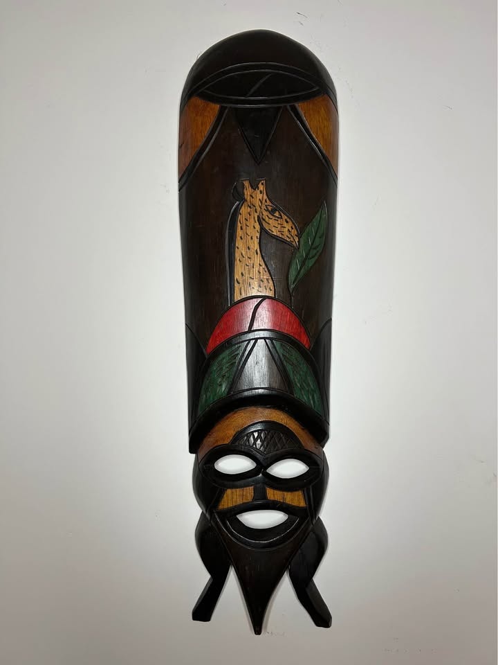 Large Vintage Hand-Carved Wooden Tribal Style Mask - photo 2