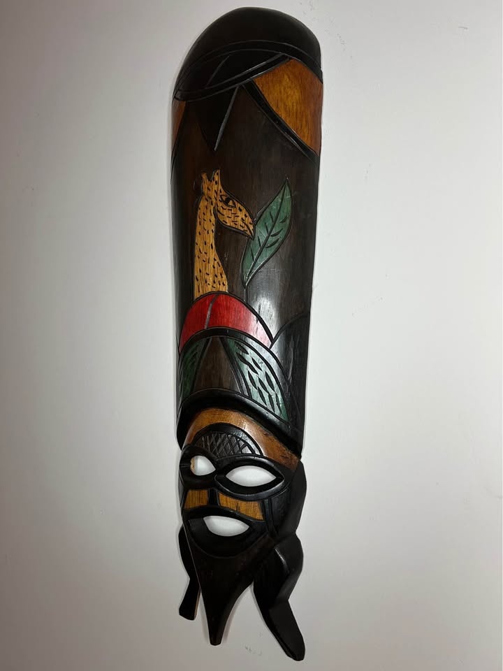 Large Vintage Hand-Carved Wooden Tribal Style Mask - photo 4