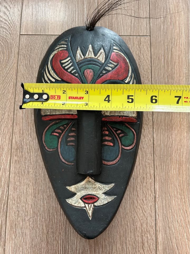 Hand-Carved Painted Wooden Mask - photo 5